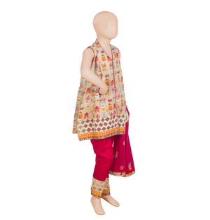 KAD-00934 Girl's Embroidered 3PC Suit - Komal's