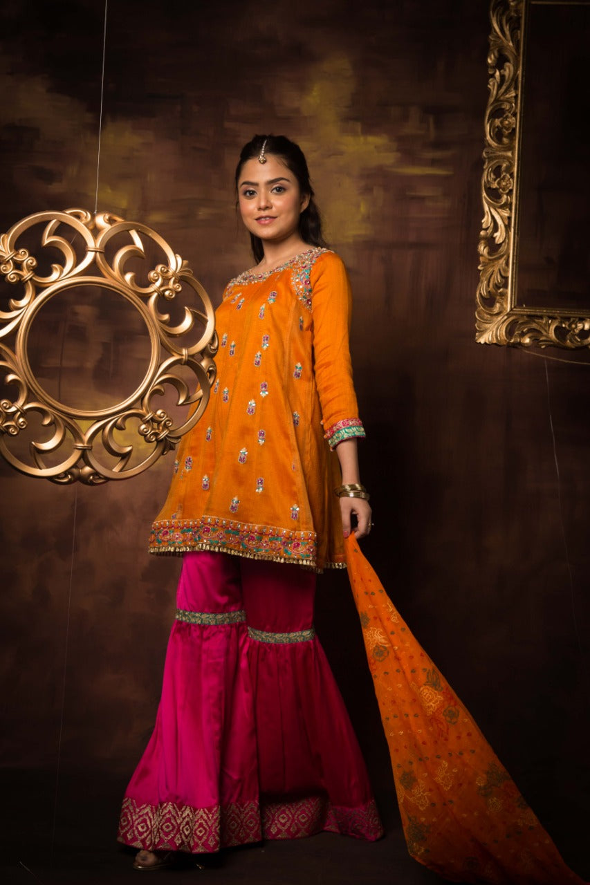 shocking pink and orange dress Lovers and Friends Sorbet Maxi Dress in Orange & Pink