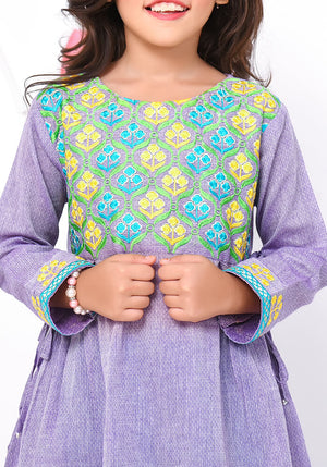 Purple Chamray Top With Embroidery