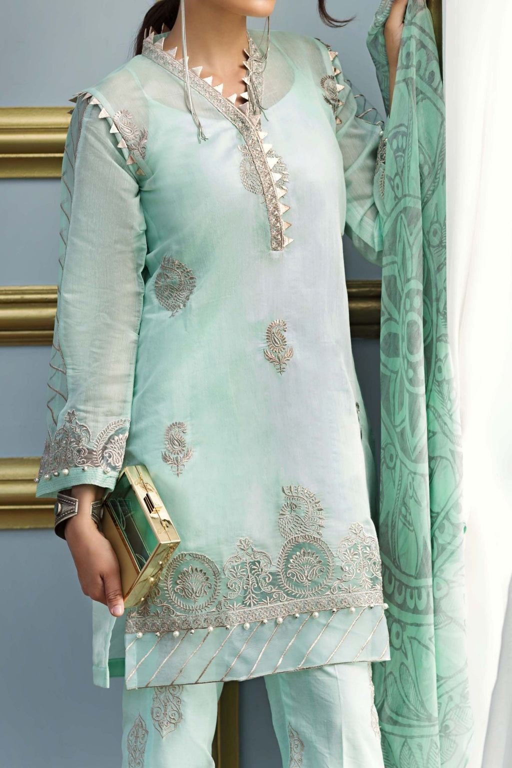 FE-124 Formal Embroidered Chiffon 3PC Suit