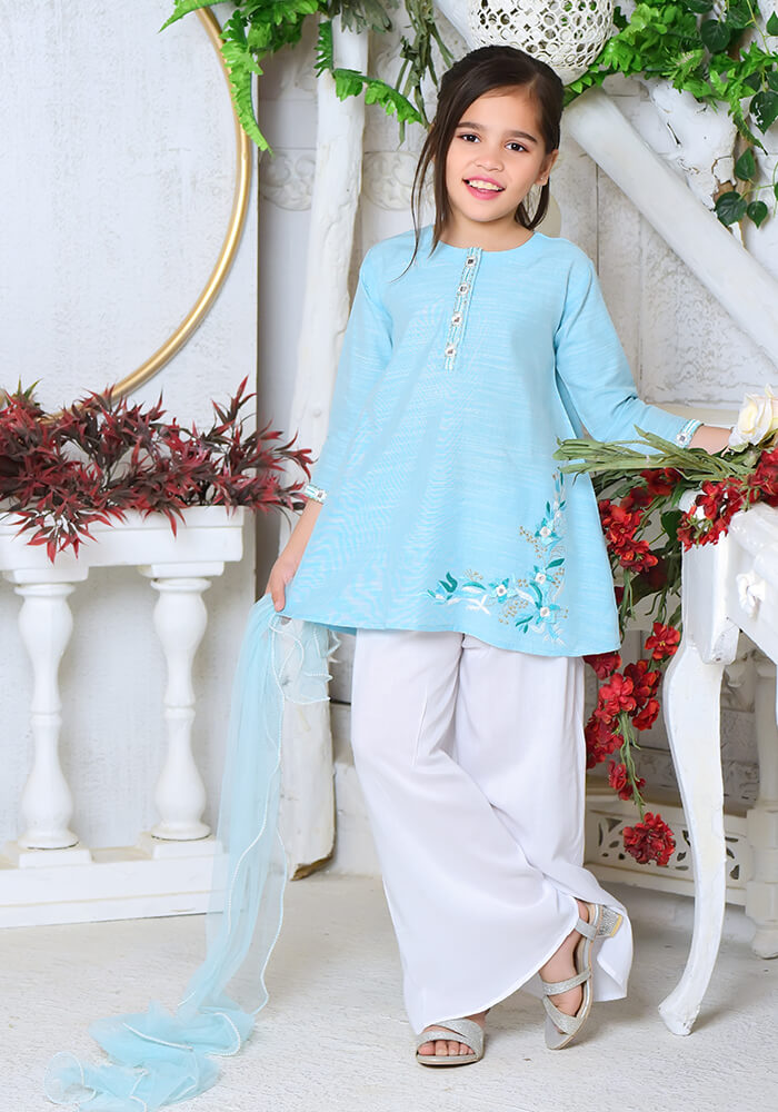 OFK 704 - Blue Chambray Cotton - 3PC Suit