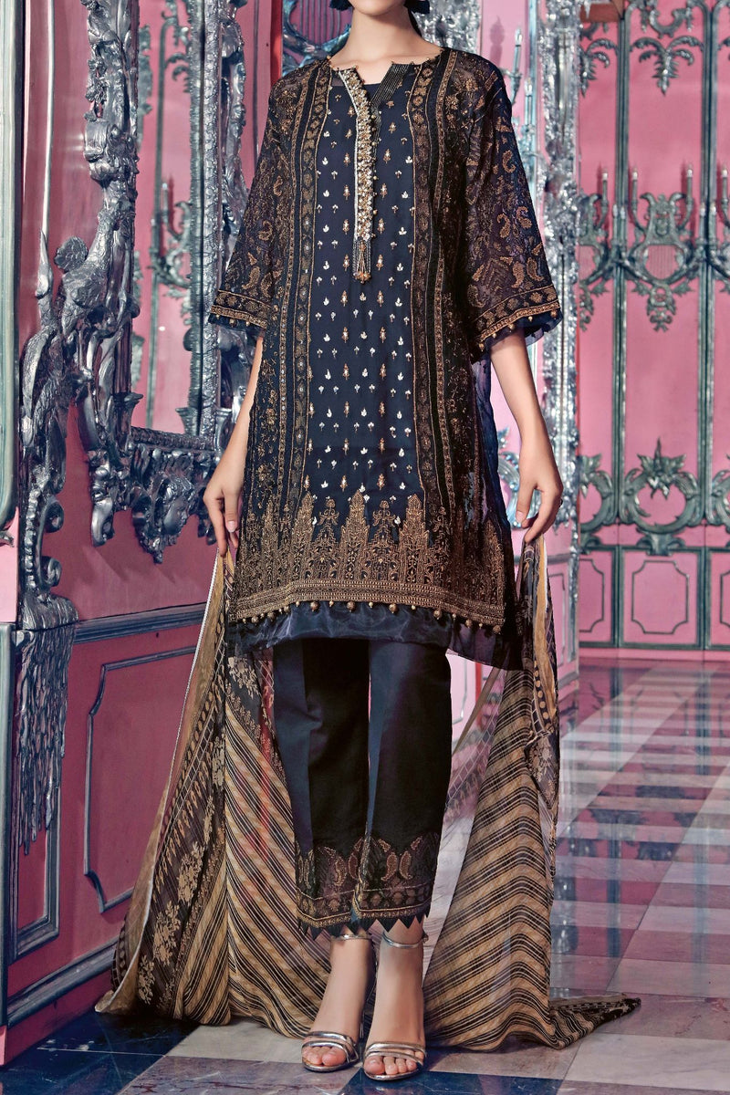 FE-118 Formal Embroidered Chiffon 3PC Suit